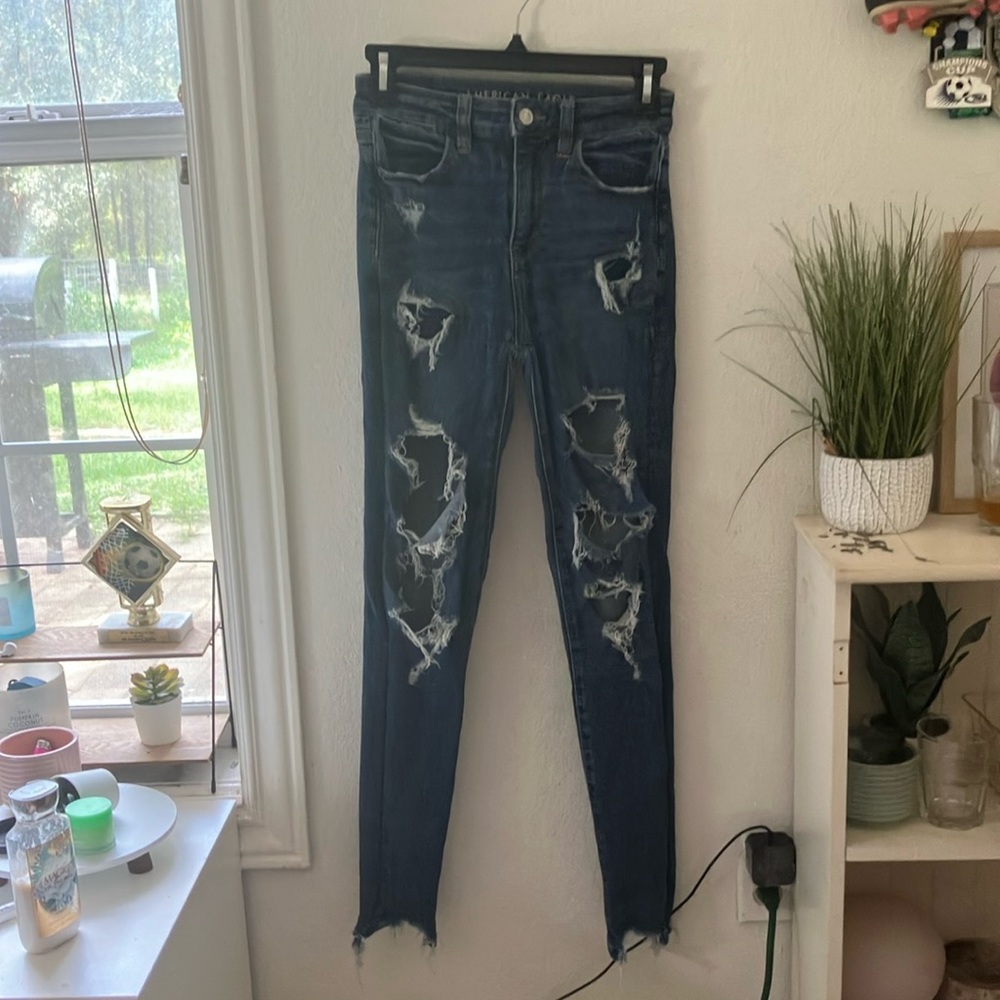 dark wash skinny american eagle jeans
